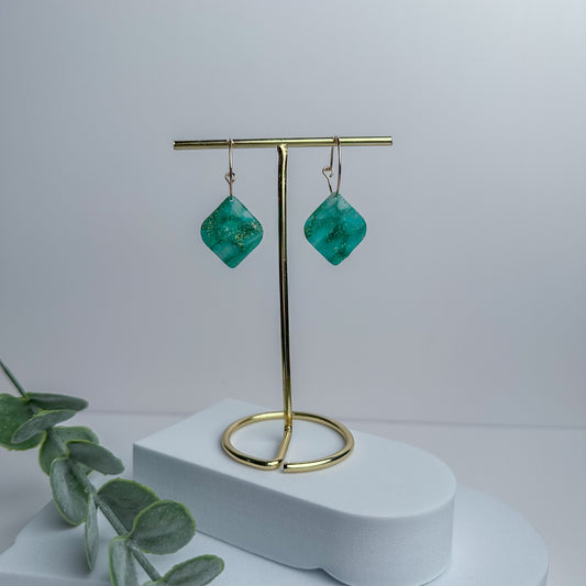 Emerald Veil -2 - Handmade Polymer Clay Earrings