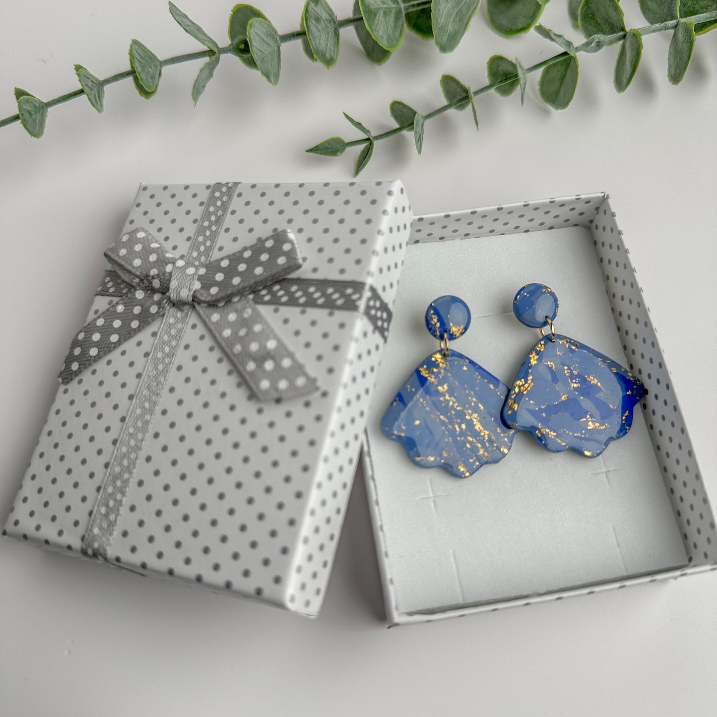 Blue Blush - Handmade Polymer Clay Earrings