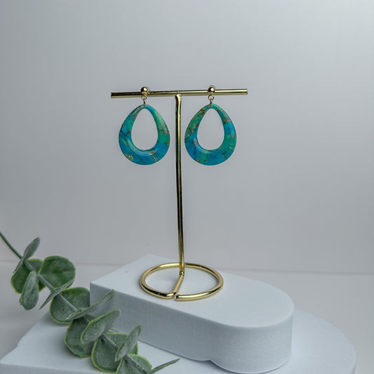 Ocean dew drops - Handmade Polymer Clay Earrings