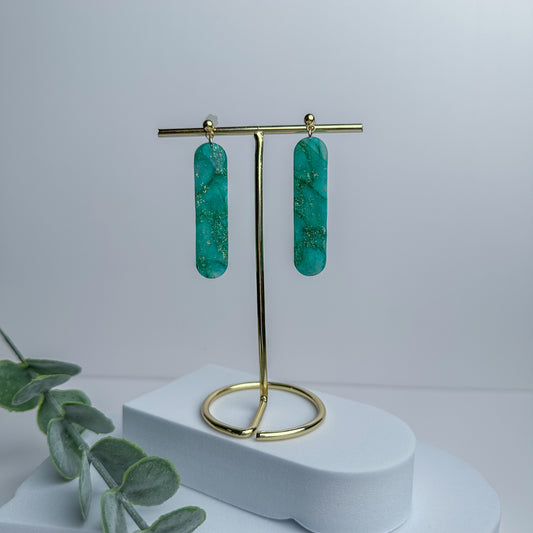 Emerald Veil -1 - Handmade Polymer Clay Earrings