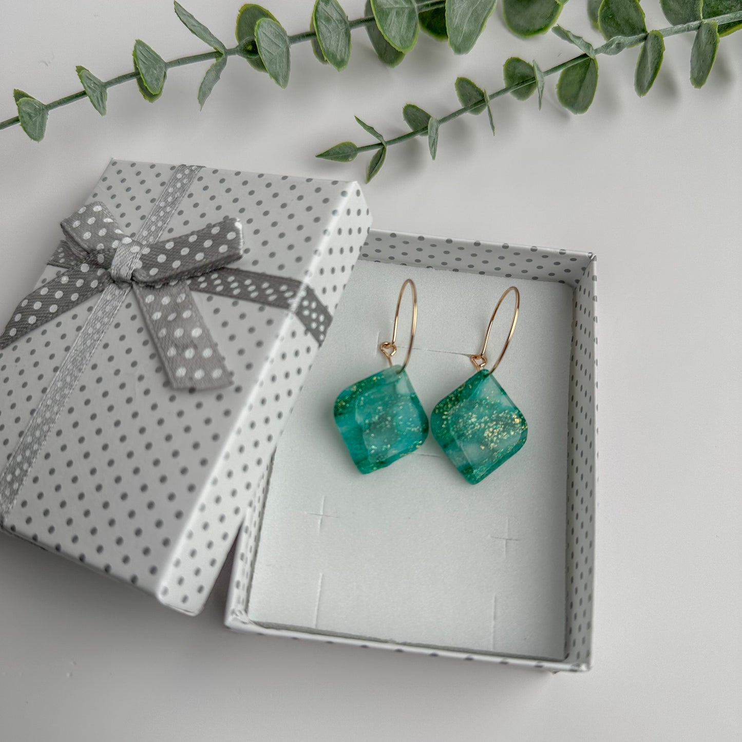 Emerald Veil -2 - Handmade Polymer Clay Earrings