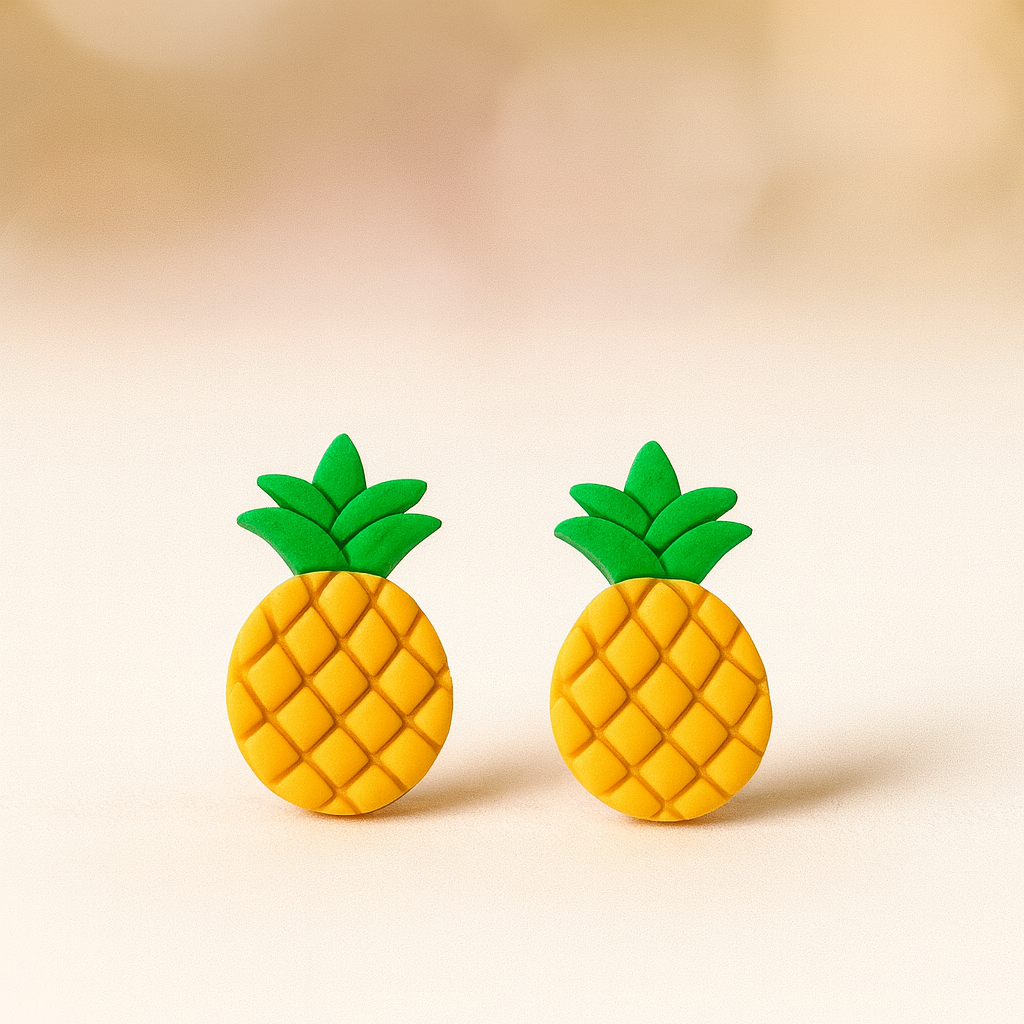 pineapple studs handmade with polymer clay